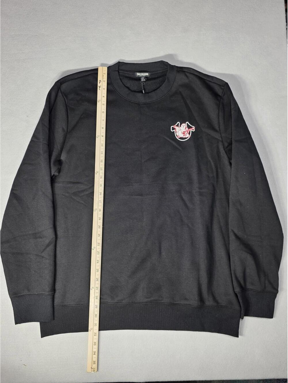 True Religion Men's 3XL Jet Black Bold Sweatshirt Crewneck Buddha Guitar NWT - Picture 6 of 12